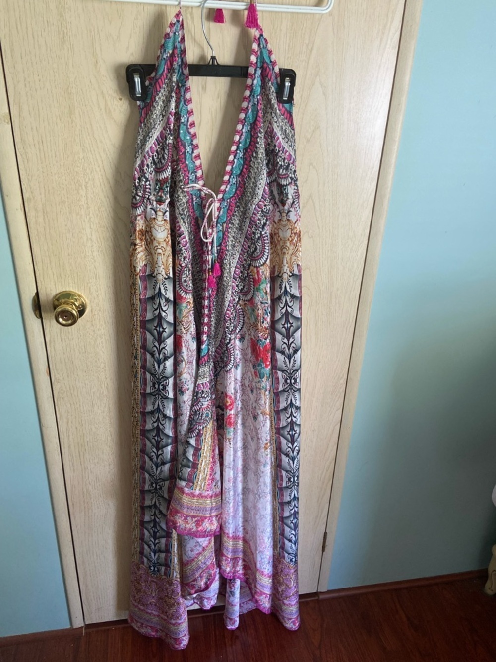 Sakkas Lizi Womens Maxi High-low Halter Handkerchief Long Dress Pink One Size - Picture 3 of 16
